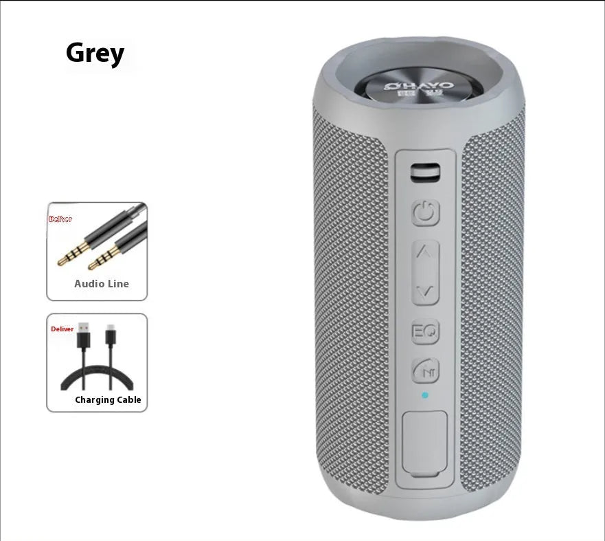 Bluetooth speaker home portable with subwoofer, 3600mAh battery, and waterproof nylon silicone shell in black standard edition