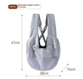 Grey quilted cross-chest pet diaper backpack for small dogs and cats.