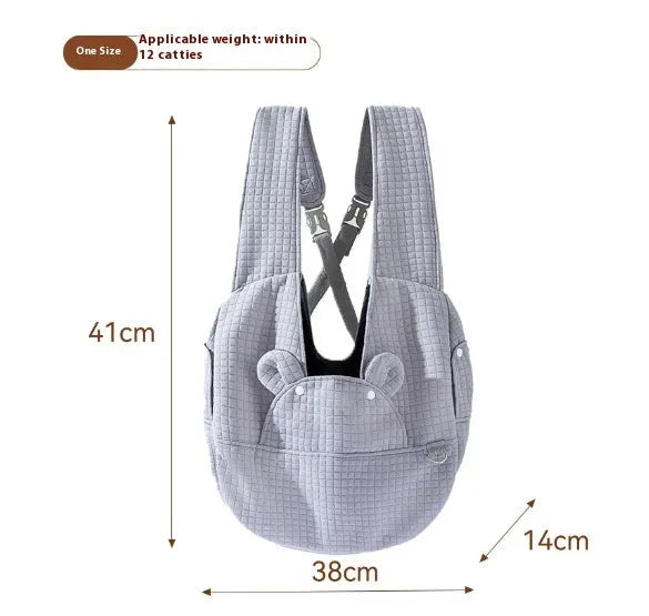 Grey quilted cross-chest pet diaper backpack for small dogs and cats.