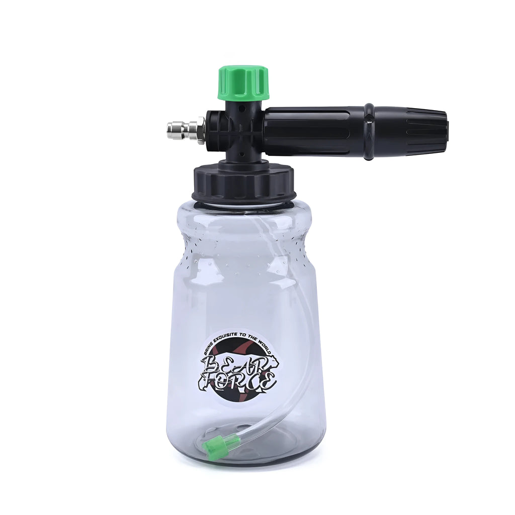 Small green bubble watering can for car wash with ABS gun head and handle, 13x10x17cm