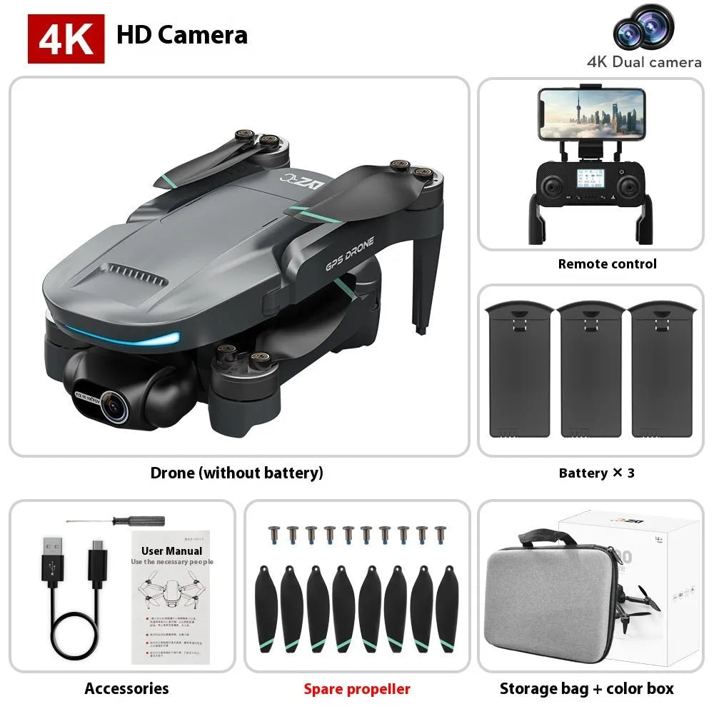 Brushless folding UAV with two-axis mechanical stabilisation head and GPS return, plastic construction, under 30 cm size, in storage bag