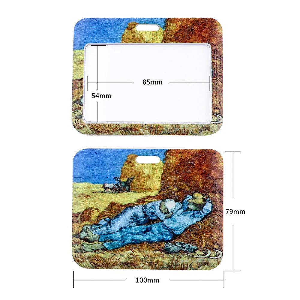 Van Gogh Starry Night sunflower mobile phone lanyard and metal card holder combination with modern simplicity style