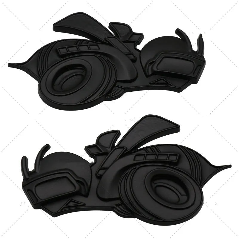 Big Bee zinc alloy car bumper sticker pair in large 11.2 by 6.2 cm size on a vehicle.