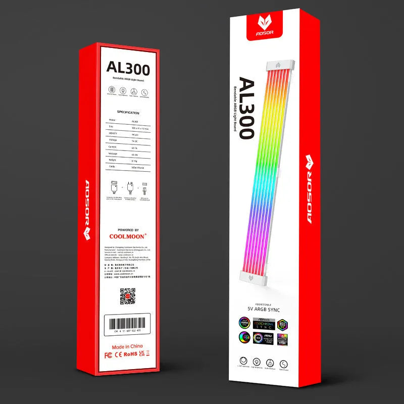 AL300 white LED light bar for PC chassis with 44 lamp beads and 600mm wire length
