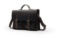 Genuine cowhide leather computer bag with crossbody strap in dark brown colour for business use