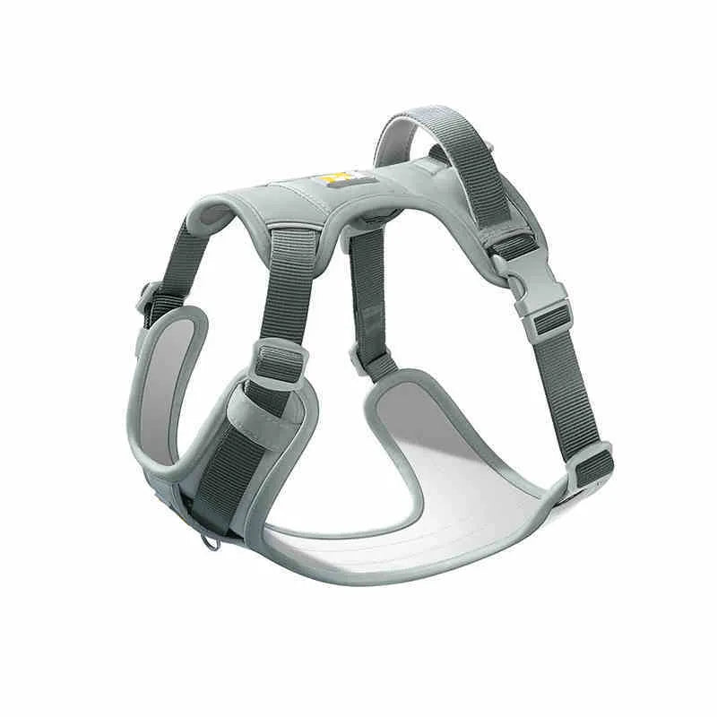 Adjustable dog chest harness with hand-holding rope in avocado green colour on medium-sized dog