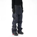 Dark blue loose straight-leg casual jeans on a neutral background.