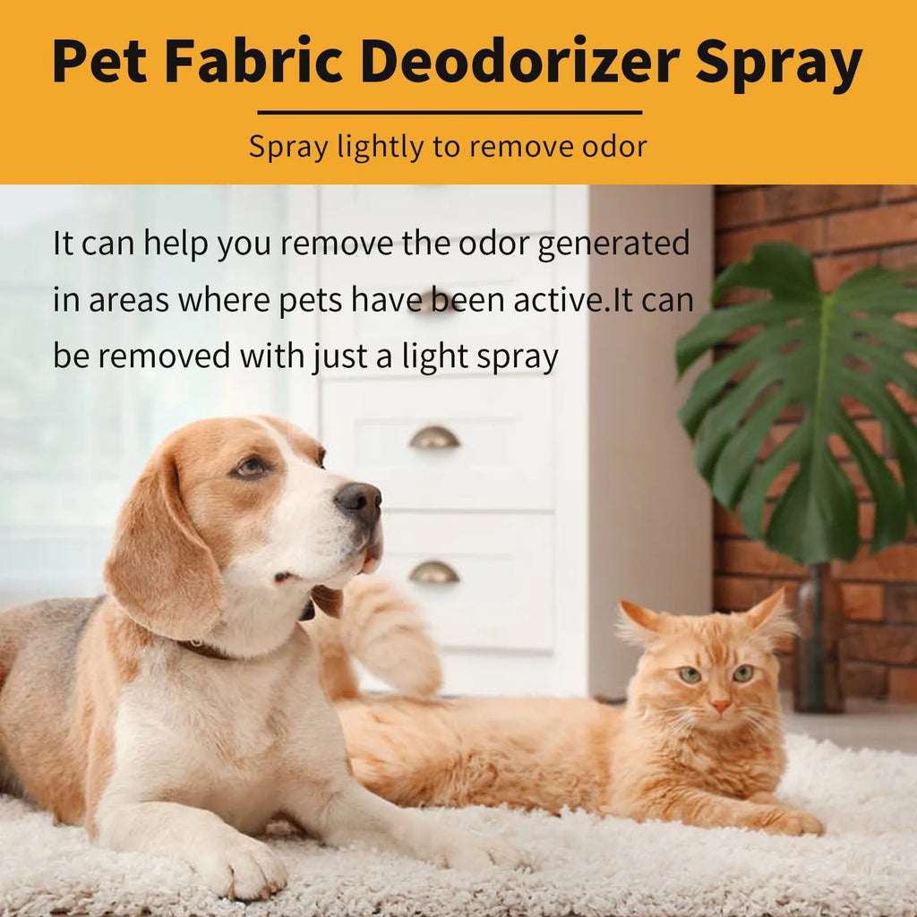 Pet deodorant spray 120ml bottle with coconut oil based formula for cleaning pet odour