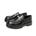 Men's crocodile pattern leather platform loafers in black, brown and yellow colours with flat heel