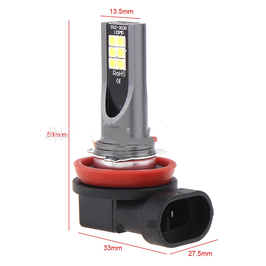 LED car headlight 24W 1200LM H8 H11 socket white light aluminium housing