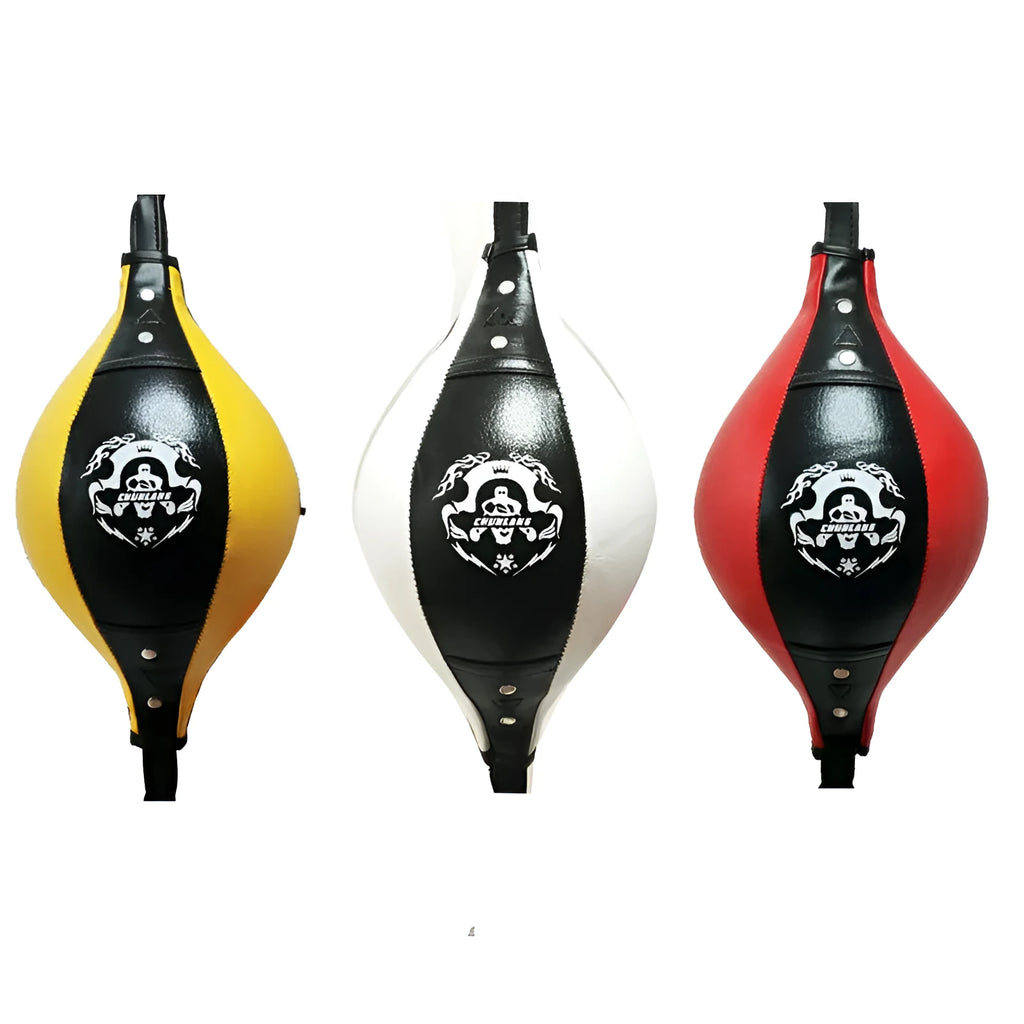 Black and red diamond pattern boxing speed ball with elastic cord hanging mount