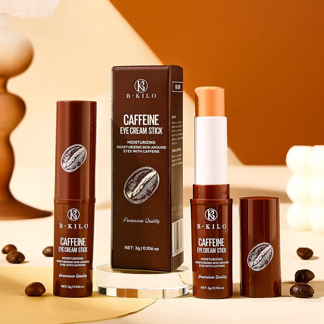 Caffeine eye cream stick in 3g format for under-eye hydration