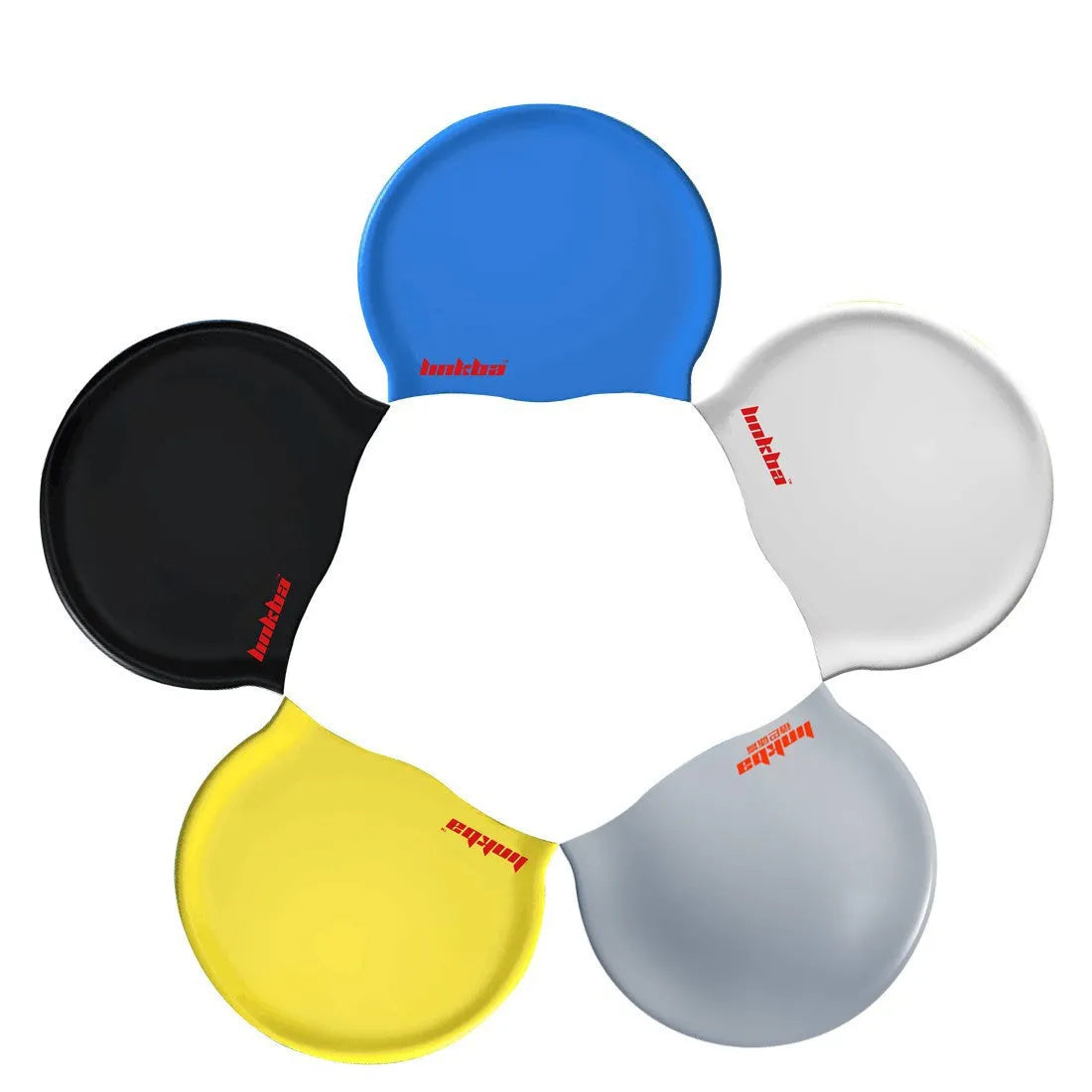 Silicone swimming cap with letter pattern in choice of five colours for swimming ear protection