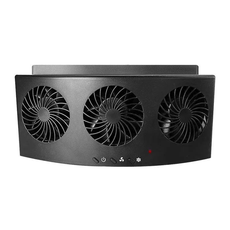 Black and white USB-powered car ventilation fan for vehicle interior air circulation