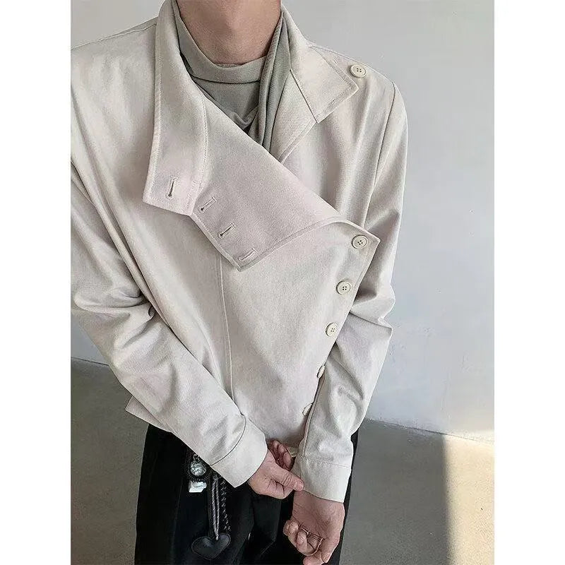 Men's solid colour casual jacket in black or apricot, cotton blend polyester, regular sleeve and regular length, sizes L to 4XL