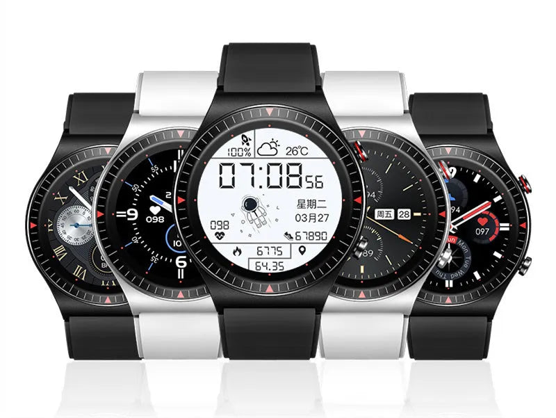 Bluetooth call smart watch with music recording, 1.28 inch screen, black or white, TPU silicone strap