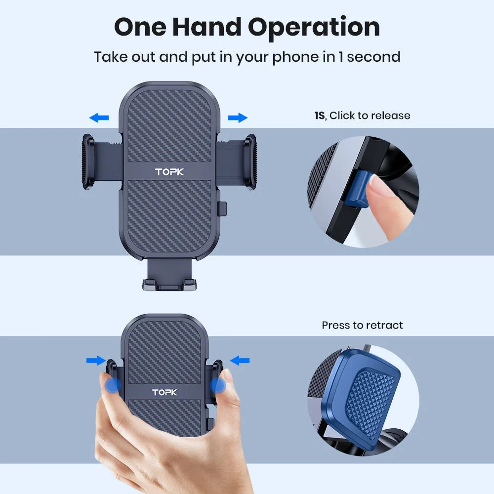 Universal car phone holder with multiple bracket styles for windshield dashboard air vent mounting