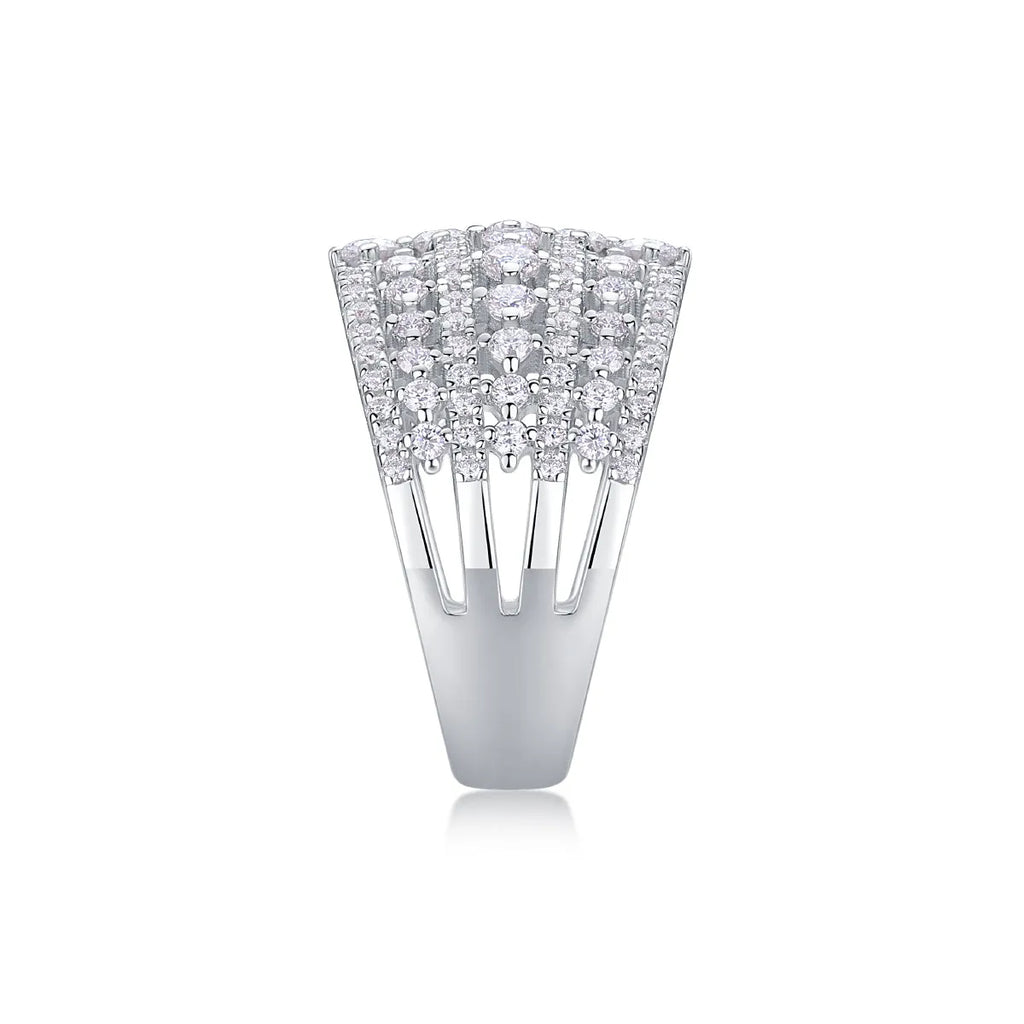 Ballet Of Time moissanite wedding ring set in platinum-plated S925 silver with gold colour option and gift box