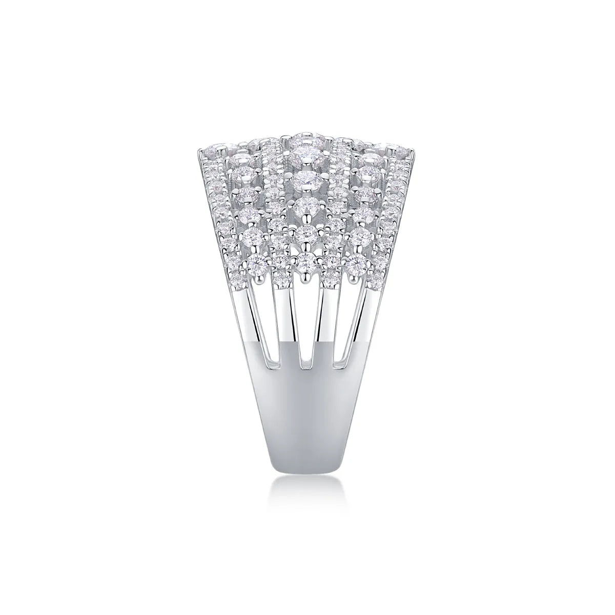 Ballet Of Time moissanite wedding ring set in platinum-plated S925 silver with gold colour option and gift box