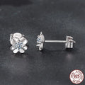 S925 sterling silver clover stud earrings with 10 points moissanite, electroplated, pair with certificate