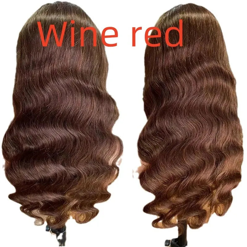 Brown big wave fake long curly wig with side bangs made from high temperature fibre