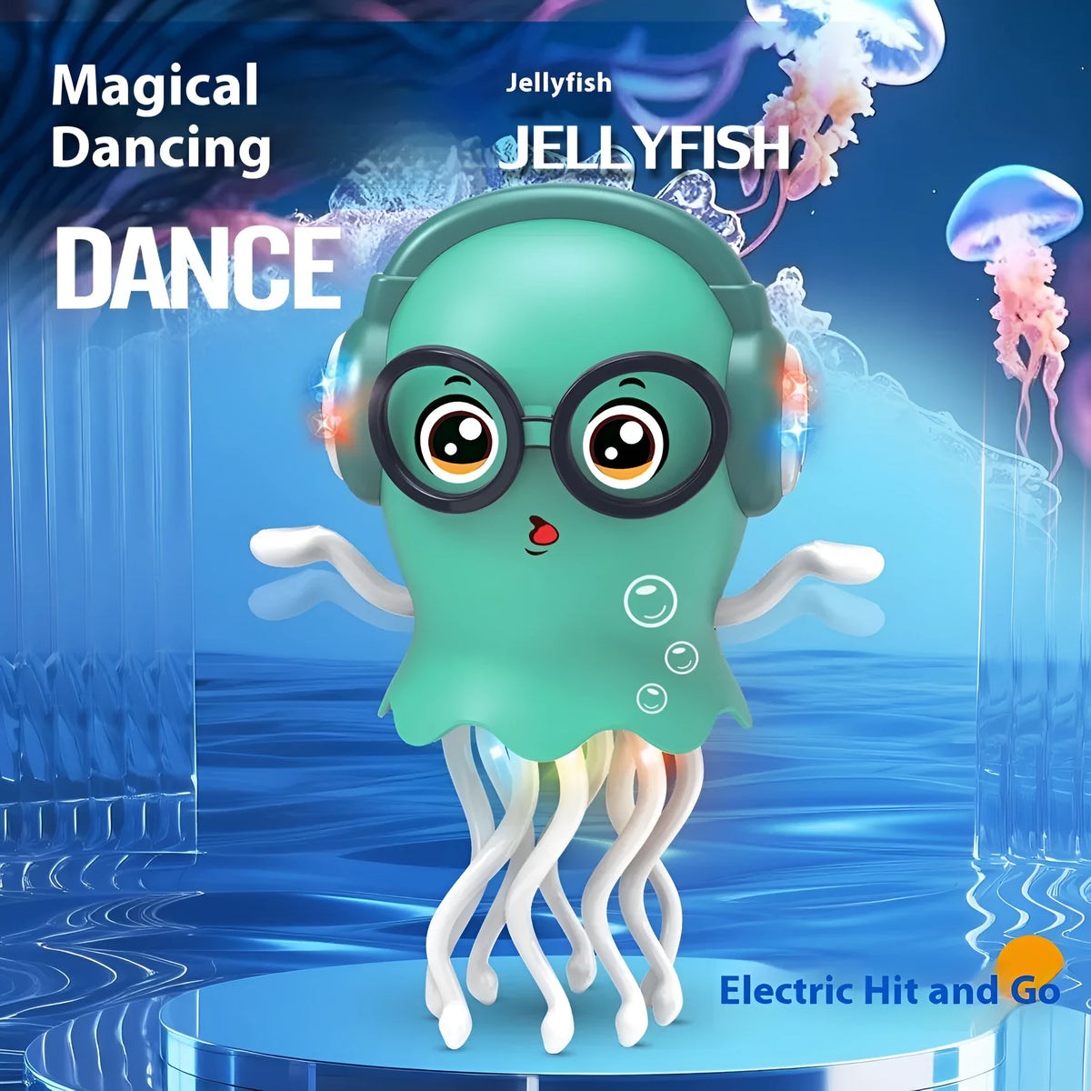 Magic Dancing Octopus electric induction toy in green, orange or pink plastic for children aged 4-6 with lighting