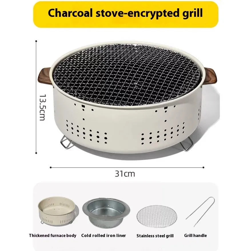 Portable charcoal stove set for indoor tea cooking, sized for 3–5 people