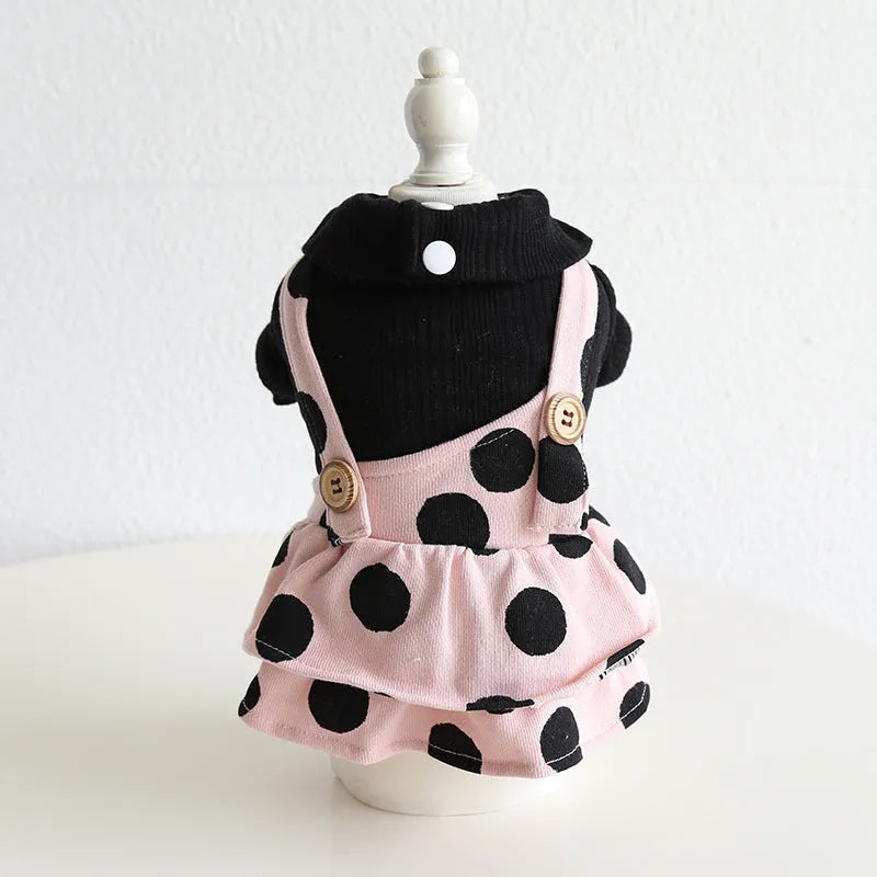 Lapel shoulder strap couple dog clothes in four-legged and skirt styles for small to medium dogs