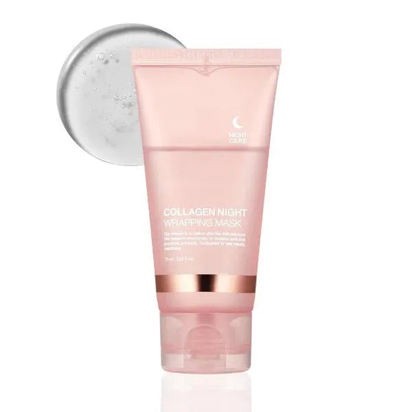 Collagen night mask with brush applicator in 75ml bottle for evening skincare