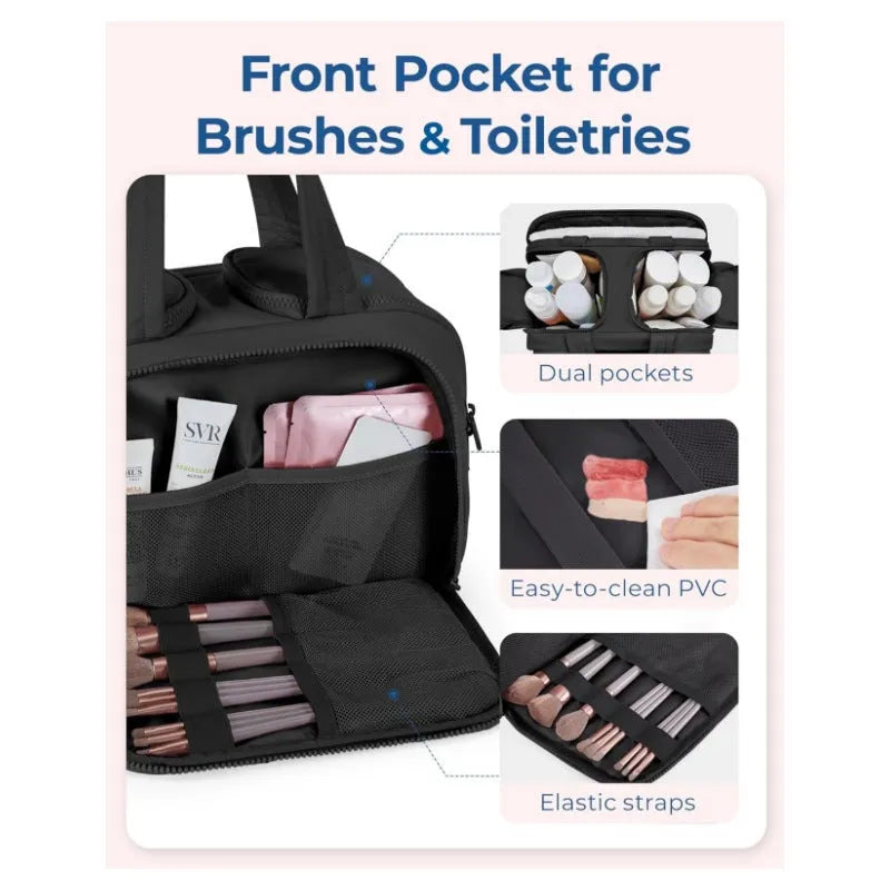 Large open travel toiletry bag with fluffy lining in multiple colour options.