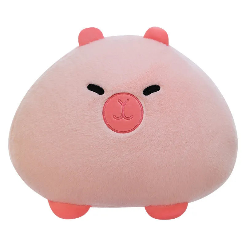 Brown capybara short plush cushion pillow with PP cotton fill on sofa