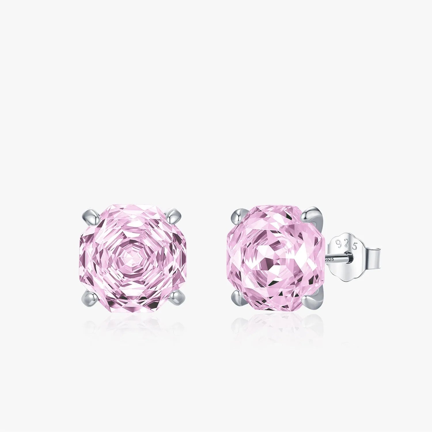 S925 sterling silver rose stud earrings for women in 6mm and 8mm sizes.
