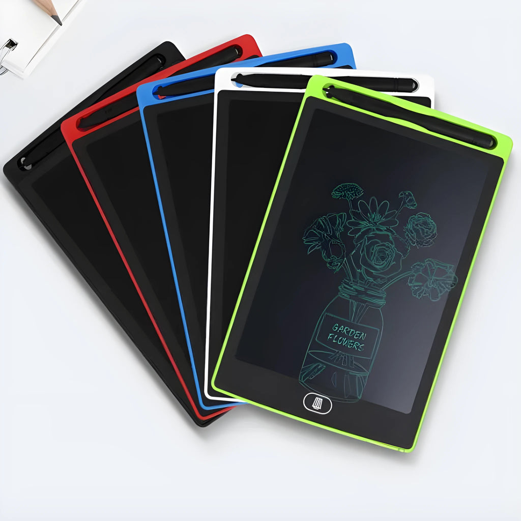 Plastic electronic drawing board for teenagers in black white red green colour options