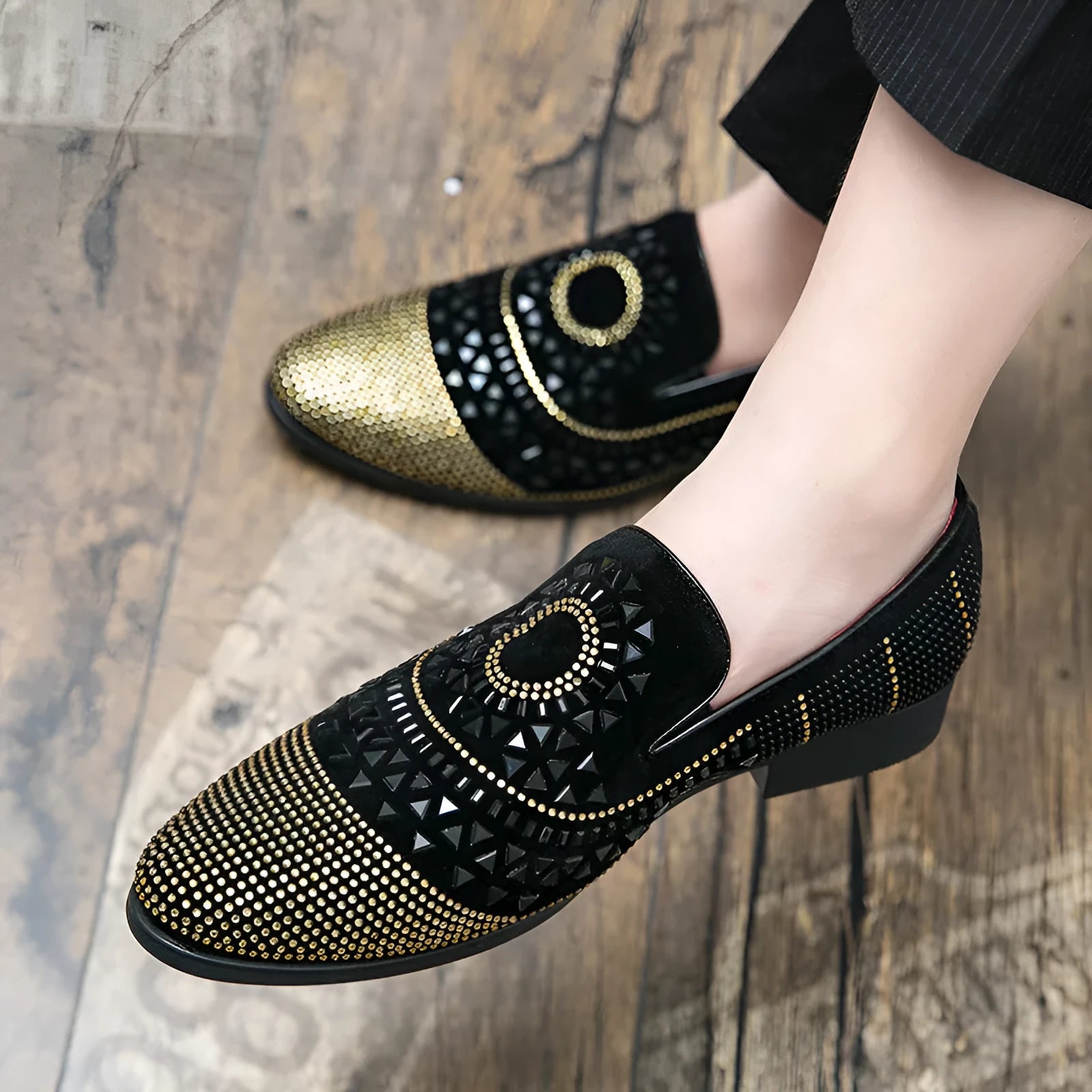 Men's black casual business leather shoes with round toe and sewing thread detail, low-top, artificial PU upper