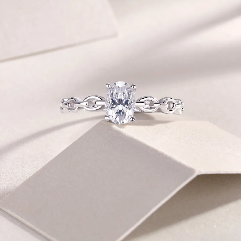 Rose moissanite wedding ring set with egg-shaped stone, S925 silver, platinum-plated, sizes 5-9, GRA certificate gift box