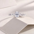 Rose moissanite wedding ring set with egg-shaped stone, S925 silver, platinum-plated, sizes 5-9, GRA certificate gift box