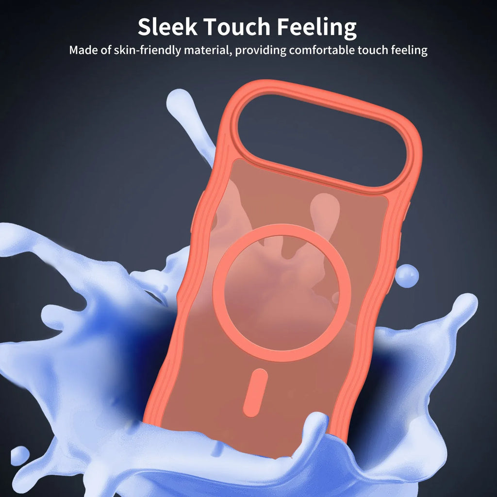 Two-in-One Magnetic Suction Phone Case for Apple iPhone Wave Lines Skin Feeling PC TPU Slim Fit Protective Cover Compatible with Multiple iPhone Models Coffee Dark Gray Dark Purple Light Pink