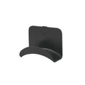 Black plastic headphone bracket mounted on wall with universal fit for headset storage
