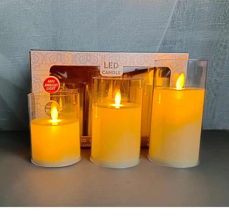 LED simulation candle lamp in cup shape, ivory white, 5.5cm height, 3-pack