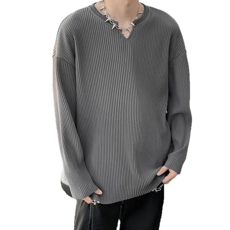 Plus size women's striped pullover tunic with loose draping fit in black, white or grey