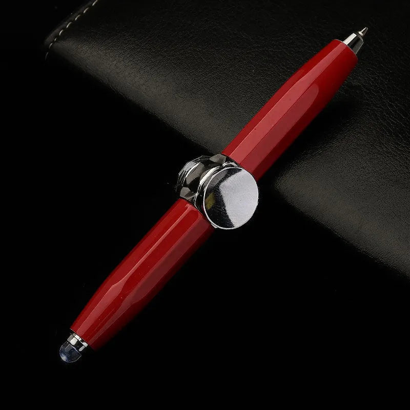 Metal gyro ballpoint pen with spinning mechanism and coloured ink refill options