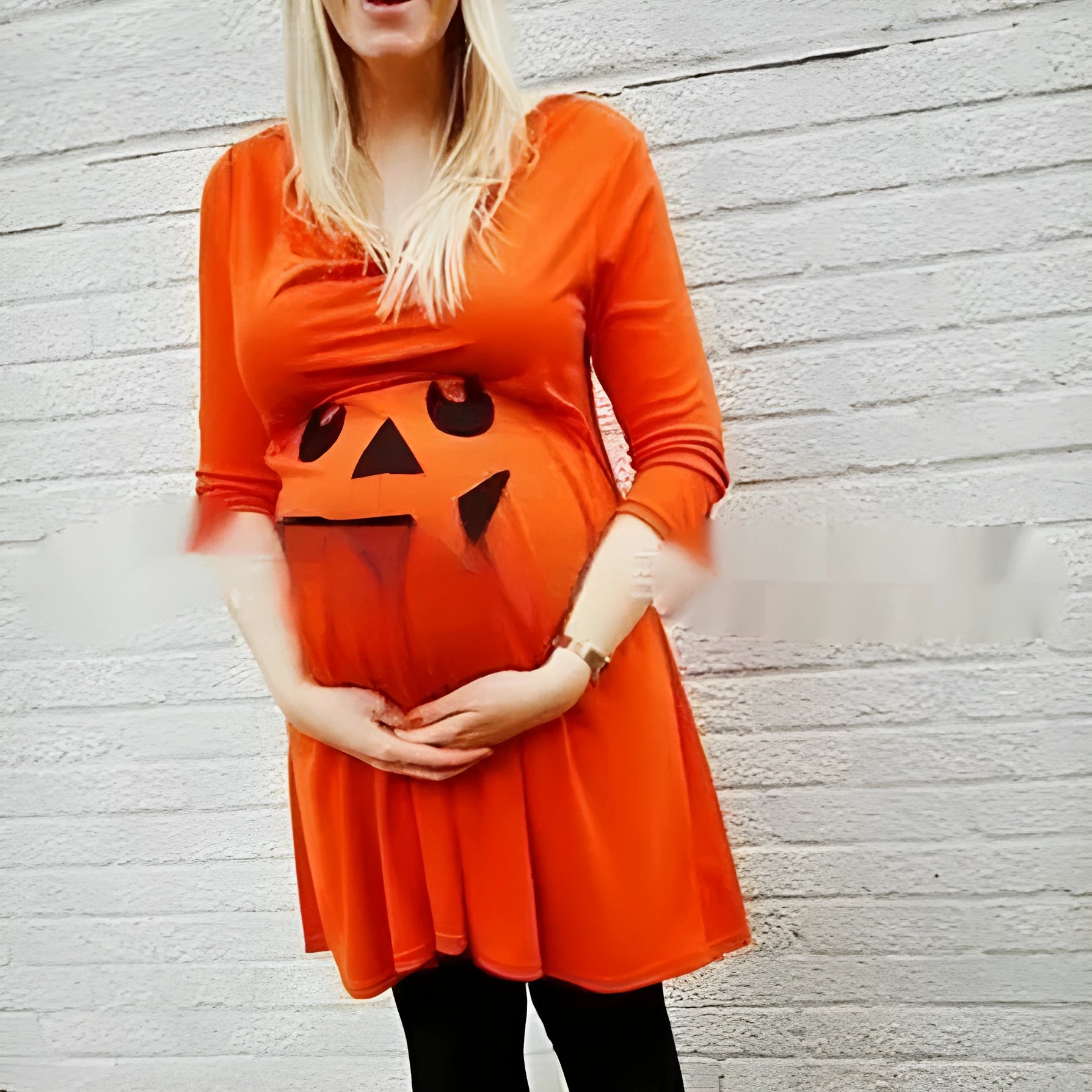 Orange cotton maternity dress for pregnancy available in sizes up to 5XL.