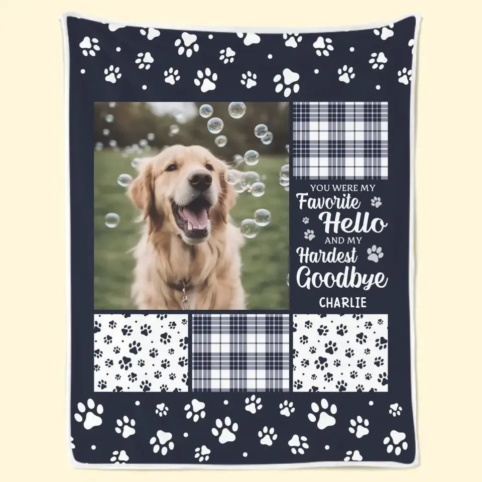 White flannel dog blanket laid flat showing soft texture, with size options for pet beds.