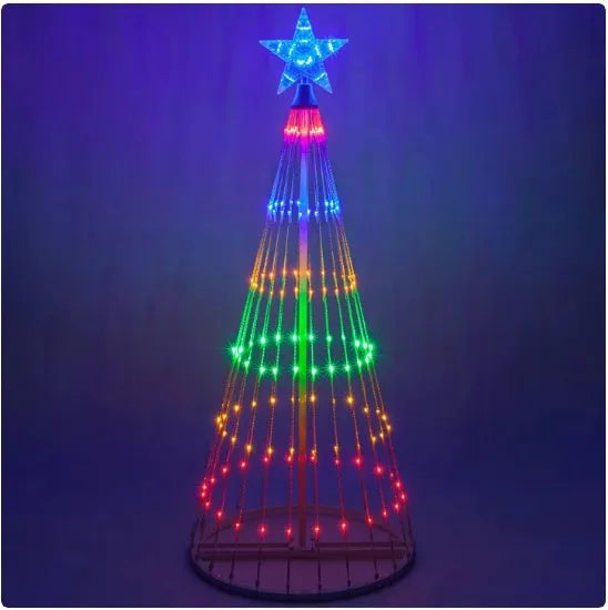 Multi-colour animated LED Christmas tree lights for outdoor garden decoration in 1.5m and 2m sizes