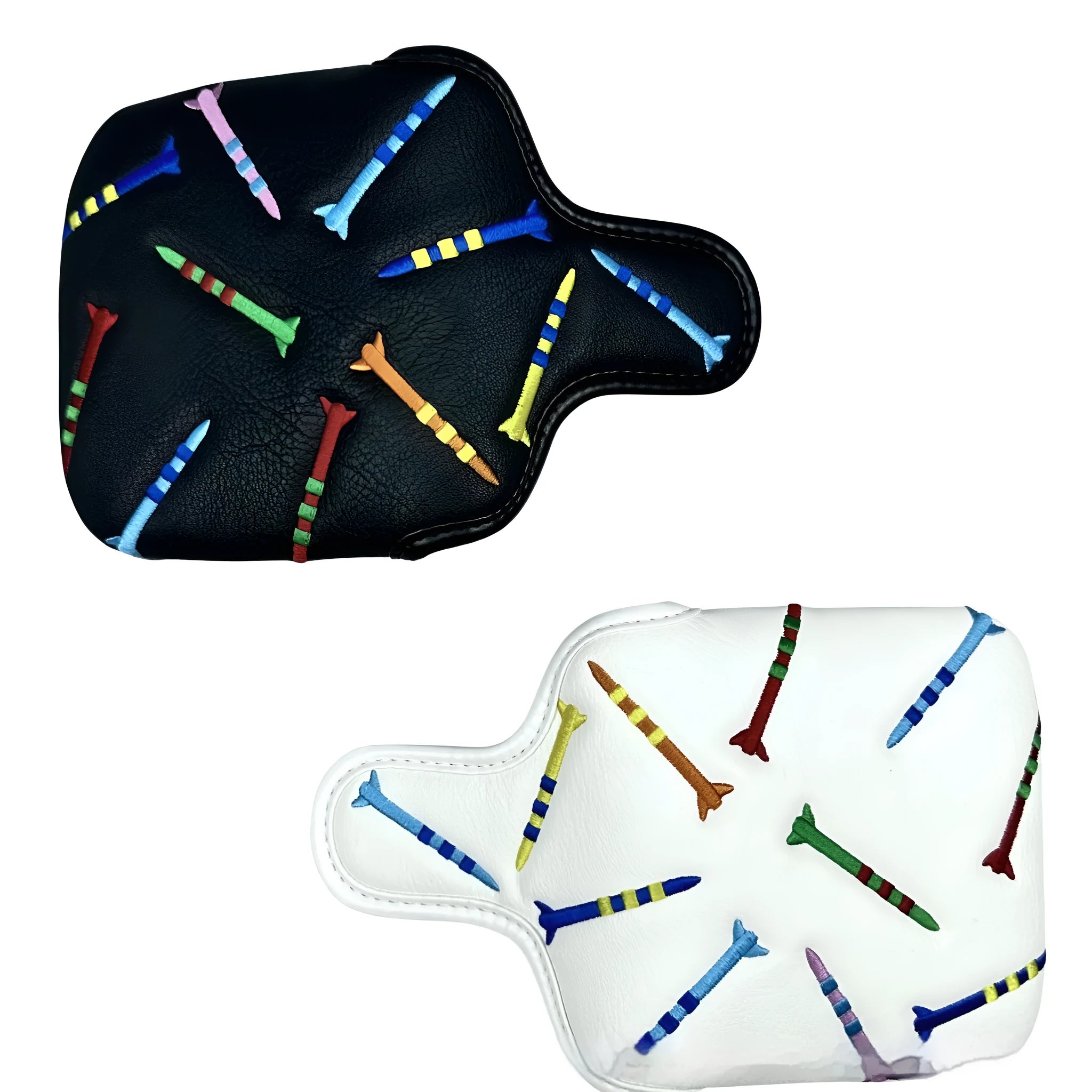 Black and white rocket pattern square putter protective sleeve made of PU leather.