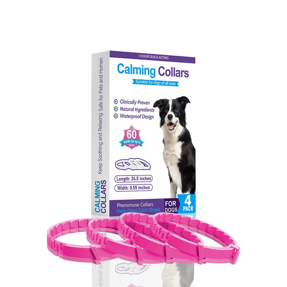 4-pack TPR dog soothing collars, monochrome, 62 cm, six colour options