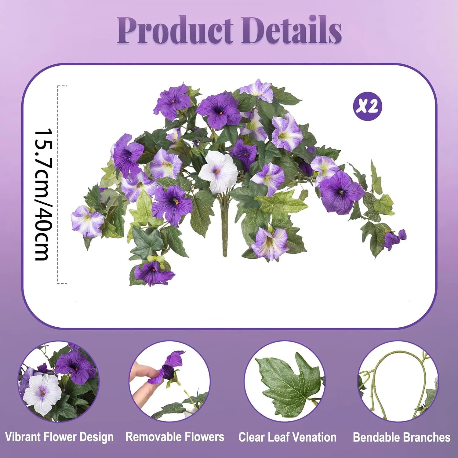Plastic European courtyard garden container with artificial silk flower in multiple colour options