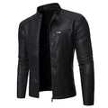 Men's cowhide motorcycle leather jacket in black with decorative pockets and plain style
