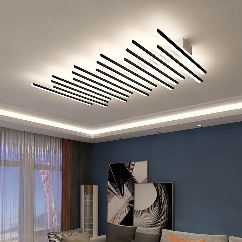Modern wave style ceramic LED ceiling light with six heads in 50cm length