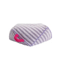 Striped soft velvet pet bed with removable cover in orange, purple, or yellow.